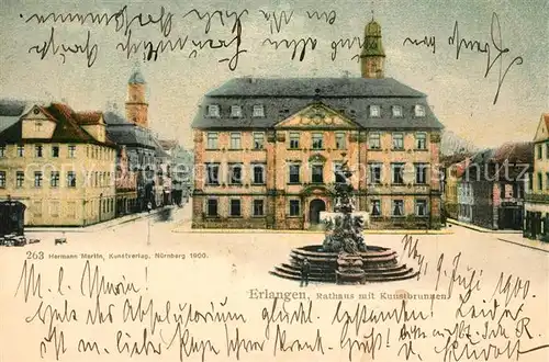 AK / Ansichtskarte Erlangen Rathaus Kunstbrunnen Erlangen
