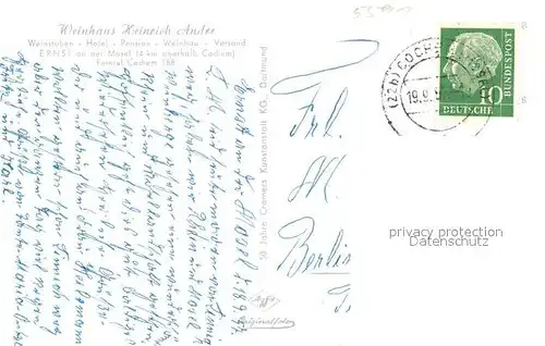 AK / Ansichtskarte Ernst_Cochem Weinhaus Heinrich Andre Ernst_Cochem