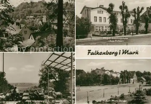 AK / Ansichtskarte Falkenberg_Mark HOG Carlsburg FDGB Erholungsheim Zum Falken Karl Marx Strasse Falkenberg Mark