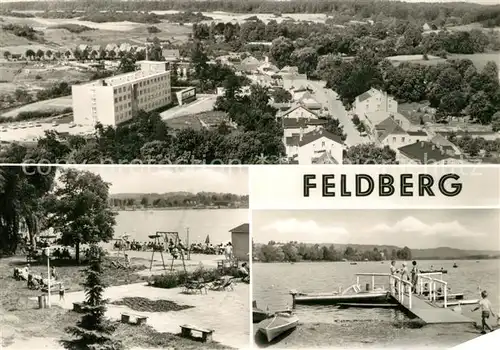 AK / Ansichtskarte Feldberg_Mecklenburg Panorama Spielplatz Schwimmbad Feldberg_Mecklenburg