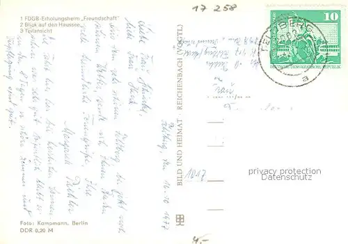 AK / Ansichtskarte Feldberg_Mecklenburg FDGB Erholungsheim Freundschaft Haussee Spielplatz Feldberg_Mecklenburg