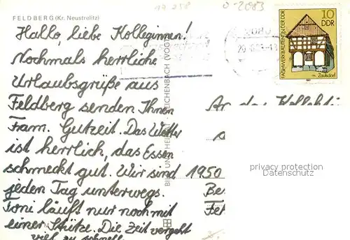 AK / Ansichtskarte Feldberg_Mecklenburg FDGB Erholungsheim Freundschaft Liegewiese Luzin Halle Feldberg_Mecklenburg