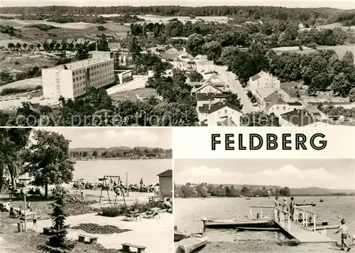 AK / Ansichtskarte Feldberg_Mecklenburg Badesteg Fliegeraufnahme Spielplatz Feldberg_Mecklenburg