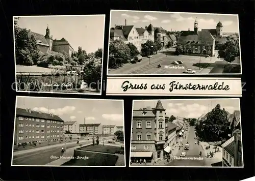 AK / Ansichtskarte Finsterwalde Rat der Stadt Marktplatz Thaelmannstrasse Otto Kuschke Strasse Finsterwalde