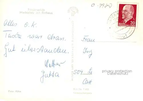 AK / Ansichtskarte Finsterwalde Marktplatz Rathaus Finsterwalde