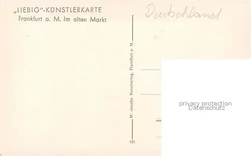 AK / Ansichtskarte Frankfurt_Main Innenstadt Pferdekutsche Dom Liebig Kuenstlerkarte Frankfurt Main