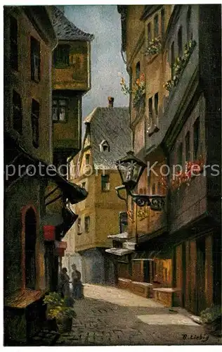 AK / Ansichtskarte Frankfurt_Main Lange Schirne Altstadt Liebig Kuenstlerkarte Frankfurt Main