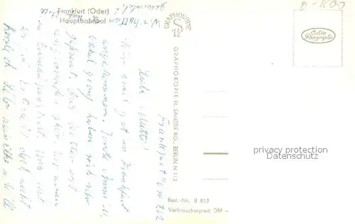 AK / Ansichtskarte Frankfurt_Oder Hauptbahnhof Frankfurt Oder
