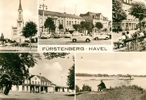 AK / Ansichtskarte Fuerstenberg_Havel Marktplatz Thaelmann Strasse Bahnhof An der Havel Fuerstenberg_Havel