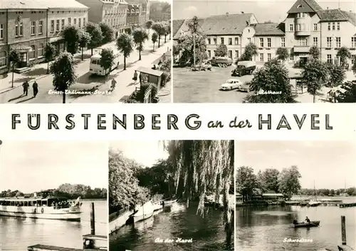 AK / Ansichtskarte Fuerstenberg_Havel Thaelmann Str Rathaus An der Havel Schwedtsee Fuerstenberg_Havel