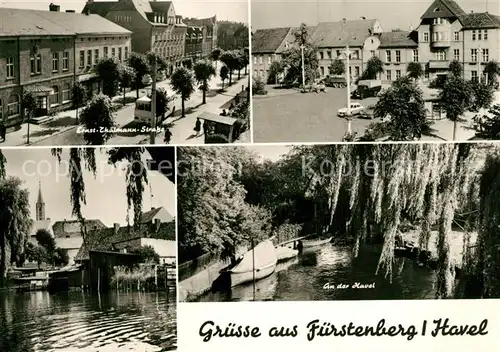 AK / Ansichtskarte Fuerstenberg_Havel Thaelmann Str Markt Am Schwedt See Havelpartie Fuerstenberg_Havel