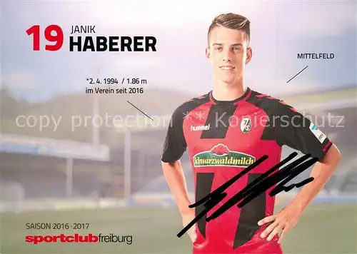 AK / Ansichtskarte Fussball Freiburg Janik Haberer Autogramm  