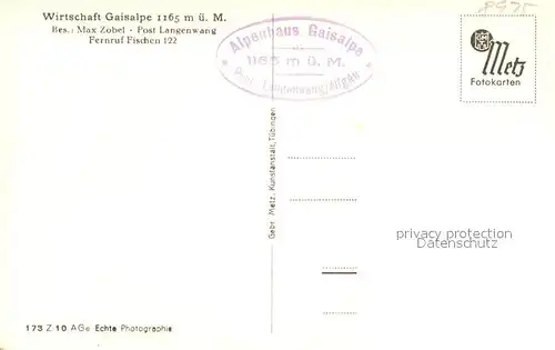 AK / Ansichtskarte Gaisalpe mit Rubihorn Gaisalpe