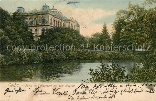 AK / Ansichtskarte Gotha_Thueringen Partie im Schlosspark mit Museum Gotha Thueringen
