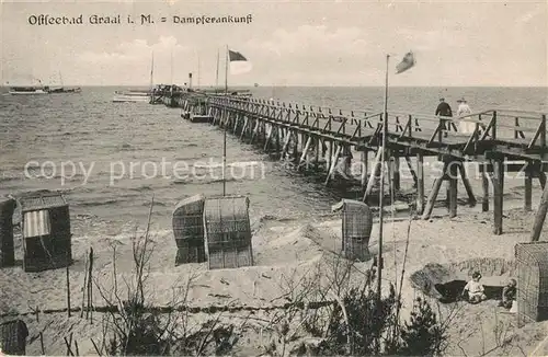 AK / Ansichtskarte Graal Mueritz_Ostseebad Dampferankunft Landungsbruecke Strand  Graal Mueritz_Ostseebad