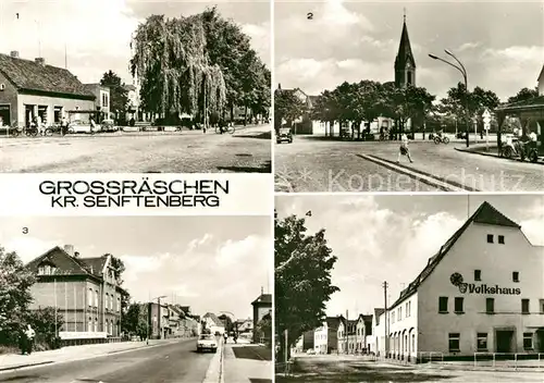 AK / Ansichtskarte Grossraeschen Ernst Thaelmann Strasse Platz der Einheit Rathaus HO Gaststaette Grossraeschen