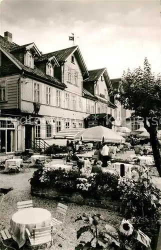 AK / Ansichtskarte Hahnenklee Bockswiese_Harz Hotel Deutsches Haus Terrasse Hahnenklee Bockswiese