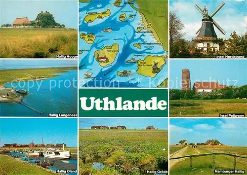 AK / Ansichtskarte Hallig_Hooge Insel Nordstrand Windmuehle Fliegeraufnahme Pellworm Hallig Hooge