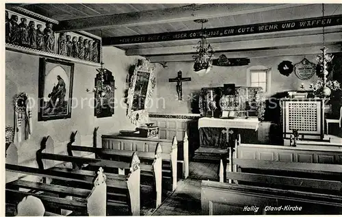 AK / Ansichtskarte Hallig_Oland Kirche Innenraum Hallig_Oland