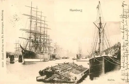 AK / Ansichtskarte Hamburg Hafen Segelschiffe Frachtkahn Hamburg