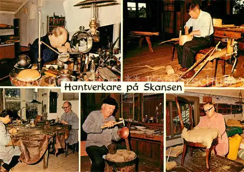 AK / Ansichtskarte Handwerk Skansen Stockholm Gravoer Korgmakare Guldsmeder  