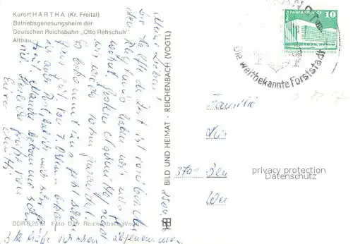 AK / Ansichtskarte Hartha_Oederan Betriebsgenesungsheim der Dt Reichsbahn Otto Rehschuh Altbau Hartha Oederan