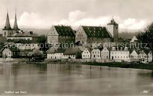 AK / Ansichtskarte Hassfurt Panorama Mainufer Kirche Hassfurt