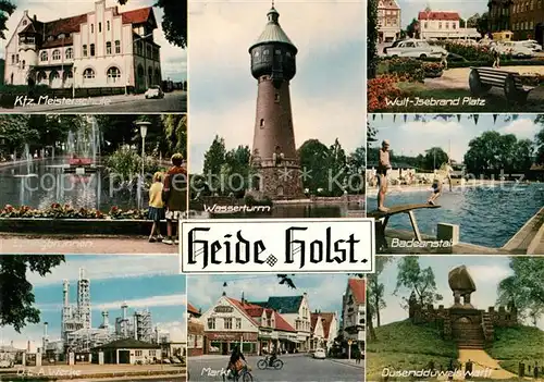 AK / Ansichtskarte Heide_Holstein Schwimmbad Meisterschule DEA Werke Wasserturm Heide_Holstein