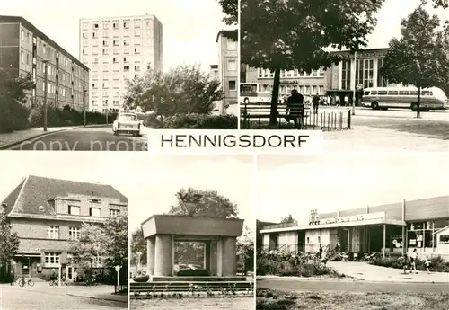 AK / Ansichtskarte Hennigsdorf Hochhaus Bahnhof Monument Schule Hennigsdorf