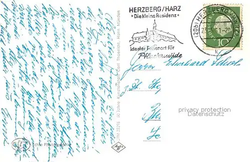 AK / Ansichtskarte Herzberg_Harz Schlosshof Postamt Schloss Jues See  Herzberg Harz