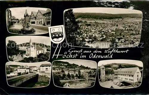 AK / Ansichtskarte Hoechst_Odenwald Stadtpanorama Innenstadt Bruecke Freibad Bromsilber Hoechst_Odenwald