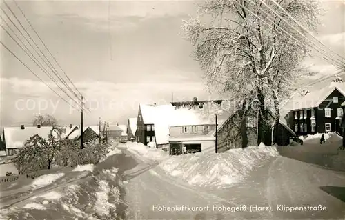 AK / Ansichtskarte Hohegeiss_Harz Verschneite Klippenstrasse Hohegeiss Harz