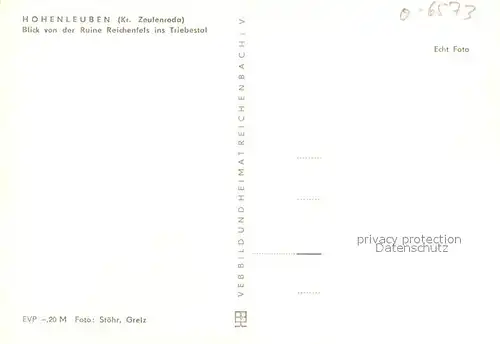 AK / Ansichtskarte Hohenleuben Blick von Ruine Reichenfels ins Triebestal Hohenleuben