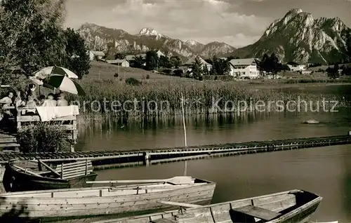 AK / Ansichtskarte Hopfensee mit Brandnerschrofen Hohem Straussberg Kreuzspitze und Saeuling Hopfensee