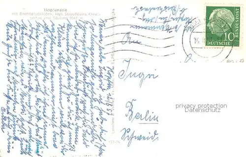 AK / Ansichtskarte Hopfensee mit Brandnerschrofen Hohem Straussberg Kreuzspitze und Saeuling Hopfensee