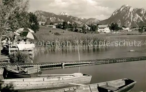 AK / Ansichtskarte Hopfensee mit Branderschrofen Hohem Straussberg Kreuzspitze und Saeuling Hopfensee