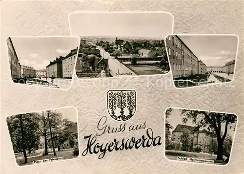 AK / Ansichtskarte Hoyerswerda Platz des Friedens Schloss Heimatmuseum Schulstrasse Hoyerswerda