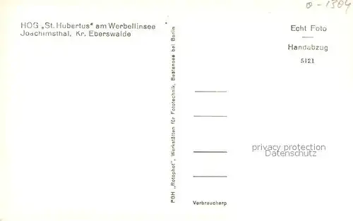 AK / Ansichtskarte Joachimsthal HOG St Hubertus am Werbellinsee Joachimsthal