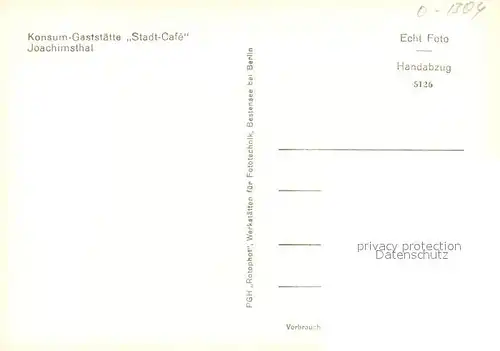 AK / Ansichtskarte Joachimsthal Konsum Gaststaette Stadt Cafe Joachimsthal