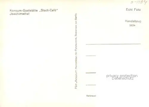 AK / Ansichtskarte Joachimsthal Konsum Gaststaette Stadt Cafe Joachimsthal