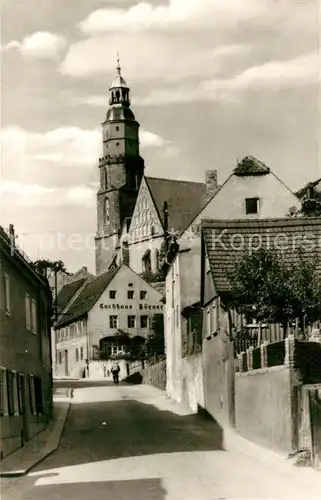 AK / Ansichtskarte Kamenz_Sachsen Pulsnitzer Strasse Blick zur Kirche Kamenz Sachsen
