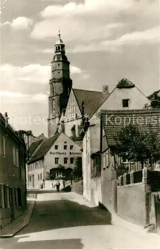 AK / Ansichtskarte Kamenz_Sachsen Pulsnitzer Strasse Blick zur Kirche Kamenz Sachsen