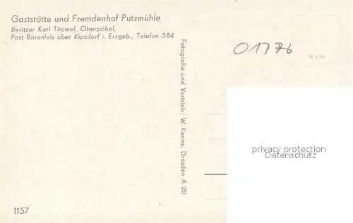 AK / Ansichtskarte Kipsdorf Gaststaette Putzmuehle Kipsdorf