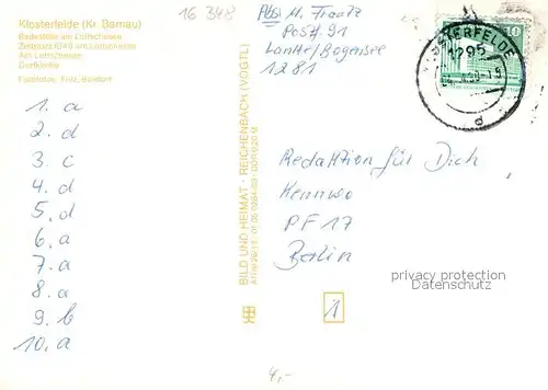 AK / Ansichtskarte Klosterfelde Badestelle Lottschesee Zeltplatz Bootsliegeplatz Dorfkirche Klosterfelde