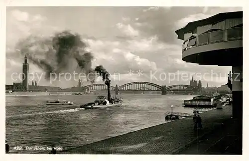 AK / Ansichtskarte Koeln_Rhein Partie am Fluss Dampfer Bruecke Nr 422 Rheingold Serie Koeln_Rhein
