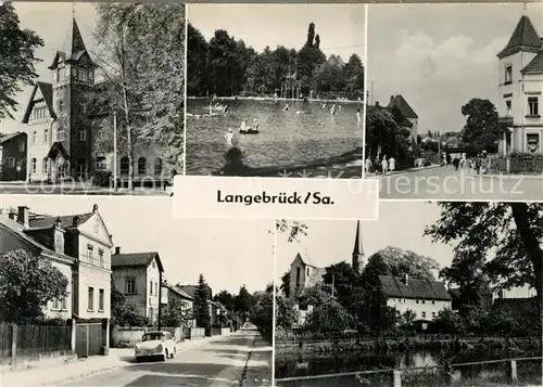 AK / Ansichtskarte Langebrueck Teilansichten Schwimmbad Kirche Langebrueck