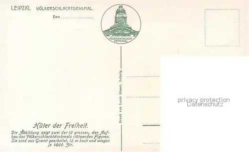 AK / Ansichtskarte Leipzig Voelkerschlachtdenkmal Hueter der Freiheit Leipzig