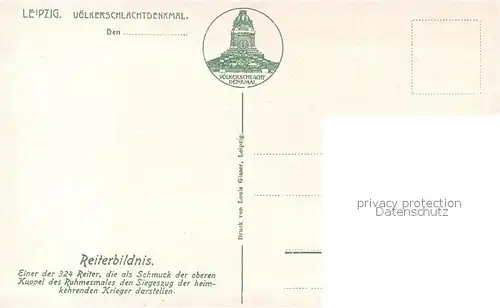 AK / Ansichtskarte Leipzig Voelkerschlachtdenkmal Reiterbildnis Leipzig