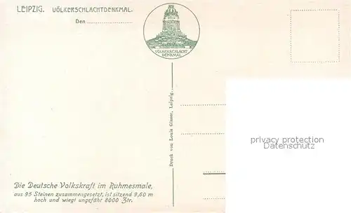 AK / Ansichtskarte Leipzig Voelkerschlachtdenkmal Deutsche Volkskraft Leipzig