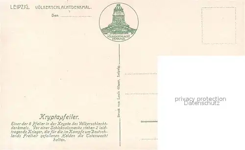 AK / Ansichtskarte Leipzig Kryptapfeiler Voelkerschlachtdenkmal Leipzig